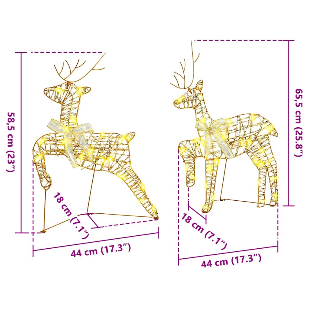 LED Reindeers with 40 LEDs 2 pcs Warm White PET